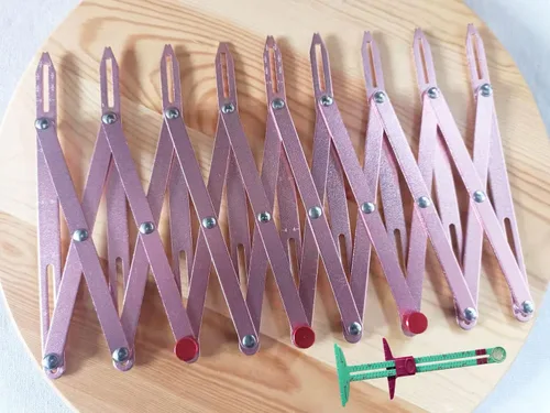 HONEYSEW Medidor de costura expandible de aluminio Guía de botón espaciador 5 en 1 Juego de herramientas de medición de medición de calibre Oro rosa