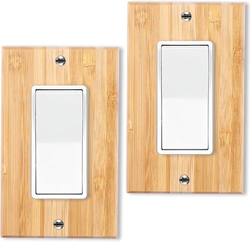 Miniatura 14 de 4 placas de interruptor de luz de palanca simple de madera maciza de 4.5 x 2.76 pulgadas, cubierta de interruptor de luz de bambú de calidad