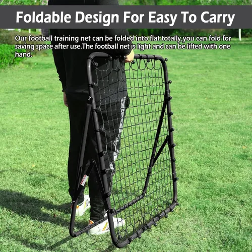 Miniatura 4 de Red de rebote ajustable para fútbol Entrenador de fútbol con marco de acero Red de rebote plegable portátil para práctica de pases y tiros