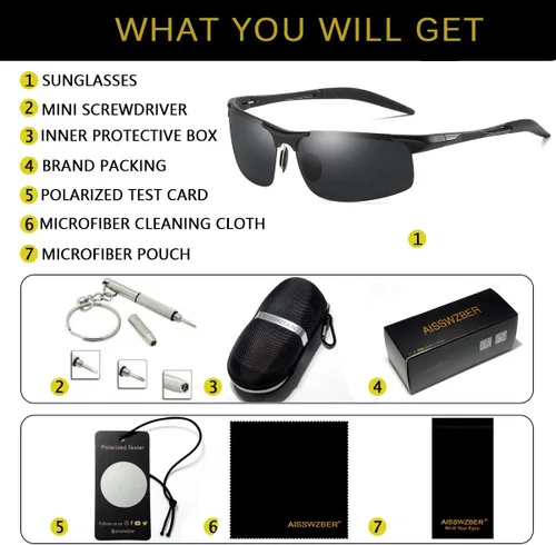 Miniatura 6 de Gafas de sol polarizadas deportivas para hombre que conducen gafas de sol de protección UV con marco metálico para hombres 8177