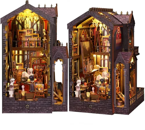 Kit de rincón de lectura para adultos - Kit de rincón de lectura de estudio de arte | Rompecabezas 3D de taller de artista en miniatura | Decoración