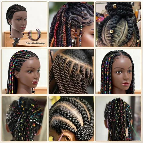 Miniatura 8 de Cabeza de maniquí 100% cabello humano, cabeza de maniquí de 18 pulgadas con cabello humano real, cabeza de muñeca cosmetología para peluquería