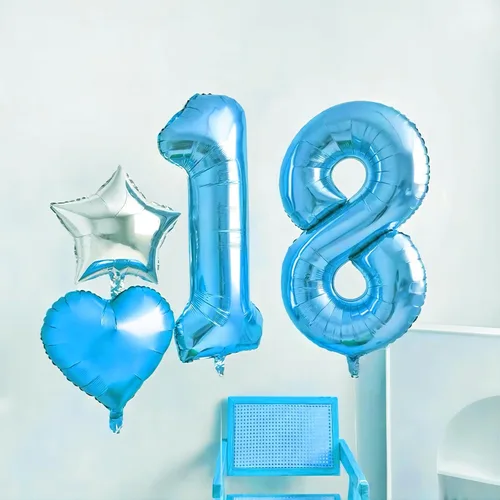 Miniatura 5 de Globos de cumpleaños con números azules de 40 pulgadas, globos de números de helio de mylar de aluminio para cumpleaños, globo número 1 para fiesta