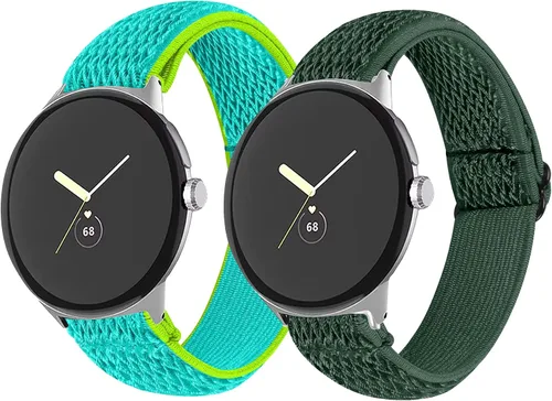 Miniatura 9 de FitTurn Compatible con Google Pixel Watch 3 de 1.614 pulgadas/Pixel Watch 2/Pixel Watch Correa elástica ajustable de tela de nailon de repuesto