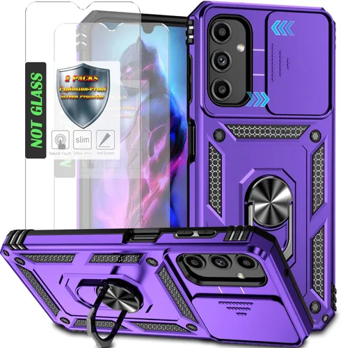 Miniatura 20 de Funda para Galaxy A26 con cubierta para lente de cámara, protector de pantalla HD, protección contra caídas de grado militar, soporte de anillo