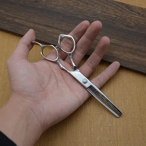 Miniatura 2 de Tijeras de corte de pelo de acero de dos lados para adelgazar los dientes de corte de peluquería peluquería peluquería salón de afeitar