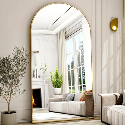 Miniatura 20 de Easly Espejo de Cuerpo Completo de Gran Tamaño, 76" x 34" Espejo Arqueado de Cuerpo Completo, Marco de Metal Negro, Espejo de Piso para Dormitorio