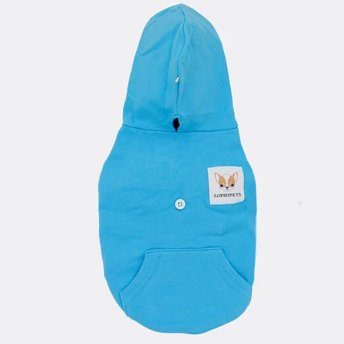 Miniatura 3 de LOPHIPETS Sudaderas con capucha de algodón para perros pequeños, chihuahua, ropa para cachorros, abrigo para clima frío, color azul Cambridge