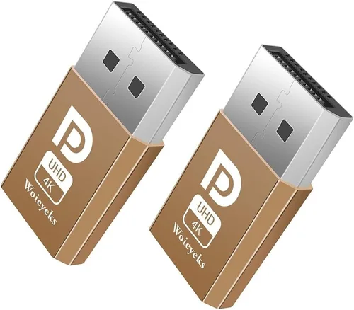 Enchufe ficticio DisplayPort 4K, emulador de pantalla fantasma sin cabeza, compatible con emulador EDID, 1080 @60 Hz-3840 x 2160 @17 Hz, paquete de 2