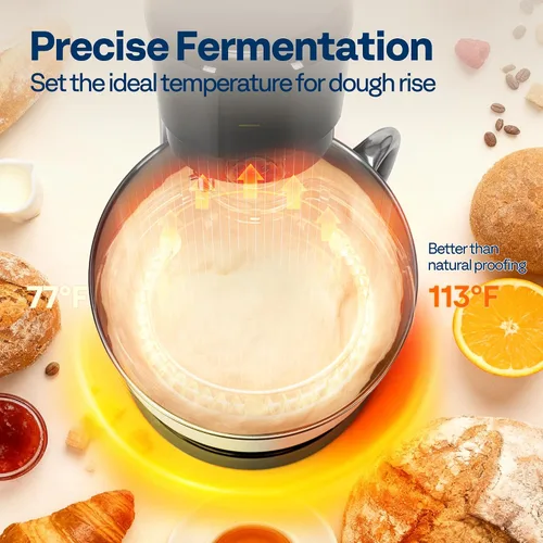 Miniatura 4 de VIVOHOME Batidora de pie con fermentación, preajustes de un toque, batidora eléctrica de masa con tazón de 6 cuartos, batidora de pie de cocina