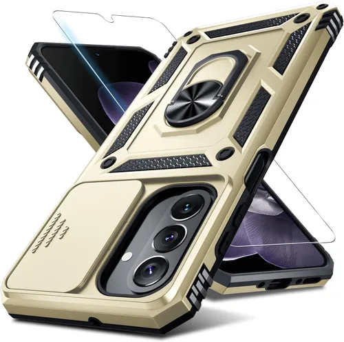 Miniatura 15 de Janmitta Funda compatible con Samsung Galaxy A26 5G, funda integrada para lente de cámara deslizante + protector de pantalla + soporte de anillo