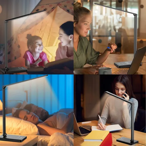 Miniatura 6 de Lámpara de escritorio LED Ambertronix con puerto de carga USB, luz de escritorio regulable para lectura y cuidado de los ojos para el hogar, con 5