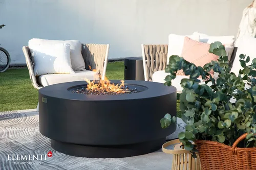 Miniatura 6 de AMS Chimenea Elementi Plus Nimes Mesa redonda de gas propano de hormigón gris oscuro (propano líquido)