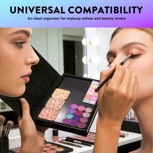 Miniatura 8 de Paleta de maquillaje magnética vacía grande con soporte plegable (capacidad para 60 sartenes estándar) – Estuche organizador profesional de sombra