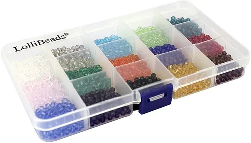 Miniatura 3 de LolliBeads (TM) Mezcla al por mayor Lote 0.157 in Briolette facetado Rondelle Cuentas de cristal para la fabricación de joyas con caja