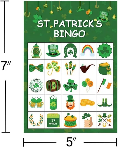 Miniatura 5 de Omgouue Juego de bingo irlandés de trébol del día de San Patricio, suministros de fiesta verde para 24 jugadores