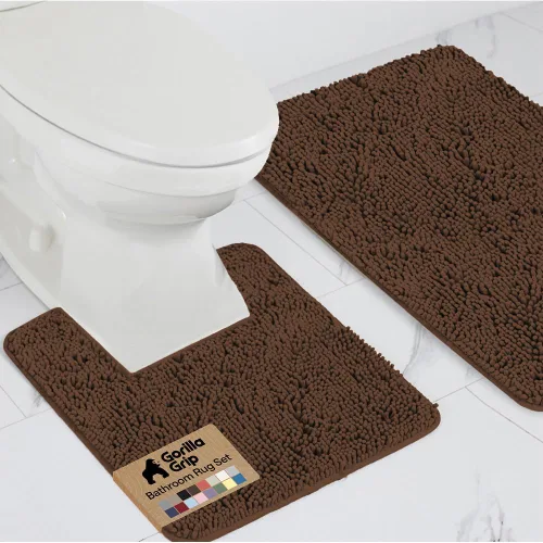 Miniatura 41 de GORILLA GRIP - Juegos de alfombras de baño, juego de 2 alfombras de chenilla suave, alfombra base para inodoro y alfombra de 30 x 20, alfombras Negro