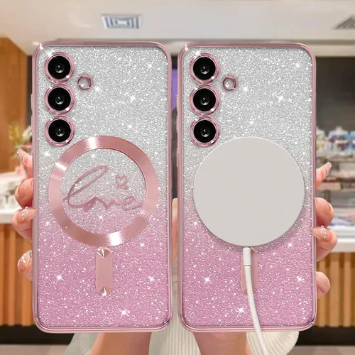 Miniatura 197 de ZONRW - Funda para Samsung Galaxy S22 Ultra magnética, para mujeres y niñas, cubierta trasera suave, lujosa, con corazón de amor, bling, degradado