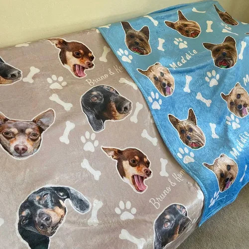 Miniatura 6 de Manta personalizada de fotos y textos para bebés, niños y adultos. Manta facial de forro polar personalizada, regalos personalizados para perros