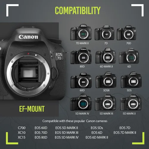 Miniatura 9 de Lente telefoto manual de 500mm/1000mm f/8 de alta potencia para Canon EOS 80D, 90D, Rebel T3, T3i, T5, T5i, T6i, T6s, T7, T7I, T8I, SL3, 60D, 70D