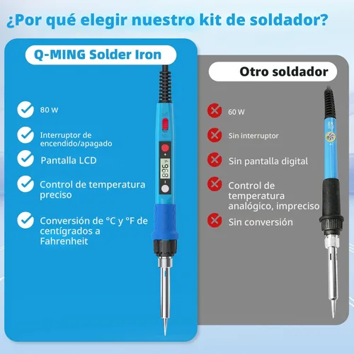 Miniatura 4 de Kit de soldador, 80W 110V LCD Lápiz de soldadura digital con calentador de cerámica, herramientas de soldadura portátiles con 5 puntas, soporte