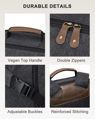 Miniatura 8 de Kasqo Mochila para laptop de 15.6 pulgadas, impermeable, antirrobo, negocios, viajes, universidad, bolsa de mano con puerto de carga USB para Negro