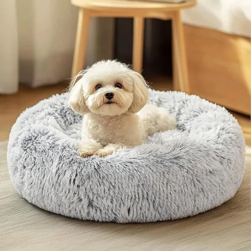 Miniatura 23 de JOLLYVOGUE - Cama para perros y gatos, cama relajante y antiestrés para mascotas y perros pequeños, cojín esponjoso en forma de dona para mascotas