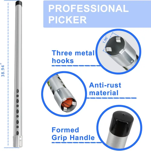 Miniatura 2 de Recogedor profesional de pelotas de golf, de aluminio duradero, tubo de liberación de tubo, herramienta de recogida de práctica de coleccionista, 39