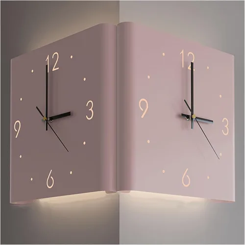 Miniatura 11 de KYOFIS Reloj de pared Corne de doble cara, reloj de pared digital de esquina con escala numeral, funciona con pilas, reloj de pared silencioso