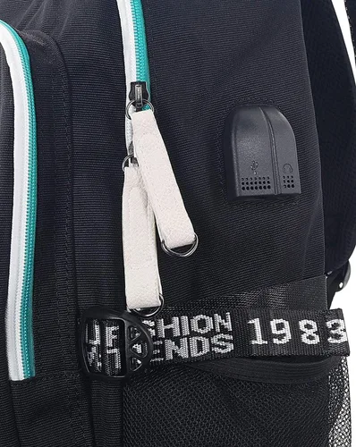 Miniatura 5 de Roffatide Mochila de anime para laptop con puerto de carga USB y puerto para auriculares, color negro