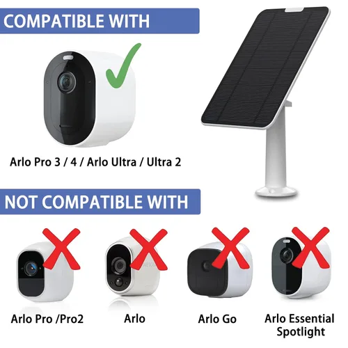 Miniatura 3 de Panel solar de 4 W y 6 V compatible con Arlo Pro 3/Pro 4/Ultra/Ultra 2/Go 2, incluye soporte de pared seguro, IP65 resistente a la intemperie, cable