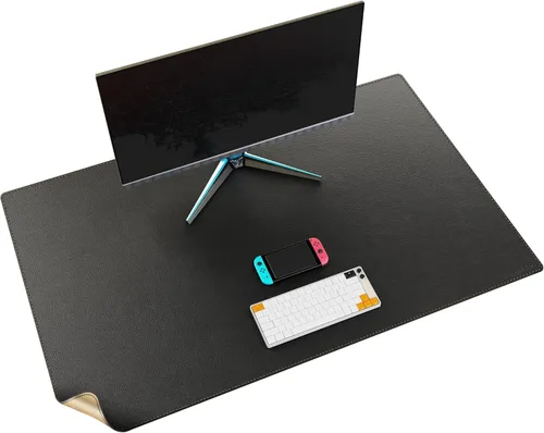 Miniatura 19 de MAIDERN Cubierta de mesa estrecha de 39.4" x 7.9", tapete reversible de cuero y corcho para mesa consola, protector de mesa largo y delgado