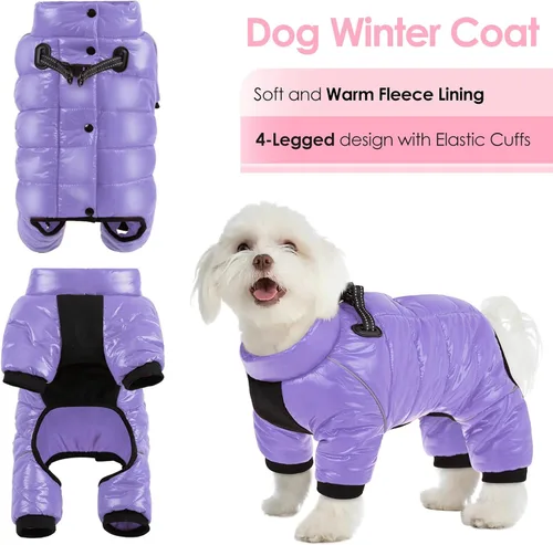 Miniatura 2 de AOFITEE Abrigo para perro, chaqueta impermeable para perros para invierno, traje de nieve cálido de cuerpo completo para perros pequeños, abrigo