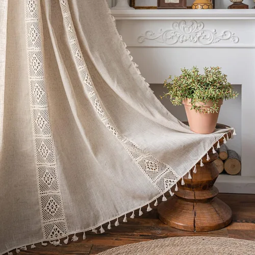 Miniatura 44 de Cortinas florales de granja semiopacas para sala de estar, de 63 pulgadas de largo, mezcla de lino y algodón, paneles de cortina de ventana cortos