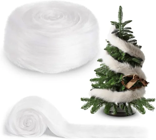 FabricLA Piel | Tela de piel sintética | Tela de pelo blanco con ribete de cinta – 1/2 pulgada de ancho x 36 pulgadas de largo (3 pies), piel