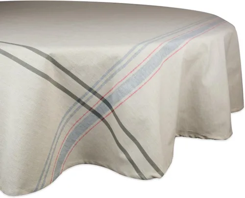 Miniatura 17 de DII - Mantel redondo para mesa de comedor, estilo rústico, colección de manteles con rayas estilo francés, 177.8 cm de diámetro, color gris Gris