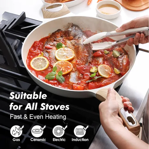 Miniatura 4 de Sartén de Cerámica Antiadherente de SENSARTE, Sartén de Saltear y Freír de 12.5 Pulgadas con Mango Ergonómico, Sartén Grande de Cocina de Chef