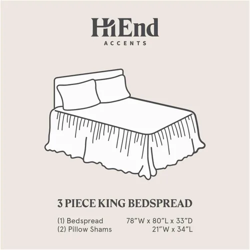 Miniatura 3 de HiEnd Accents Luna - Juego de ropa de cama de lino lavado de 3 piezas con falda con volantes y fundas de almohada, tamaño King, romántico