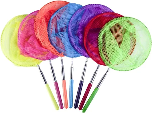 KISEER Red de pesca telescópica colorida para niños, red de mariposa para atrapar insectos, insectos, juguetes de playa para niños al aire libre