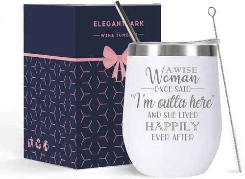 Miniatura 12 de ELEGANTPARK Regalos de jubilación para mujeres 2026, regalos para compañeros de trabajo para mujeres, Wise Woman Said I'm Outta Here, vaso de Una