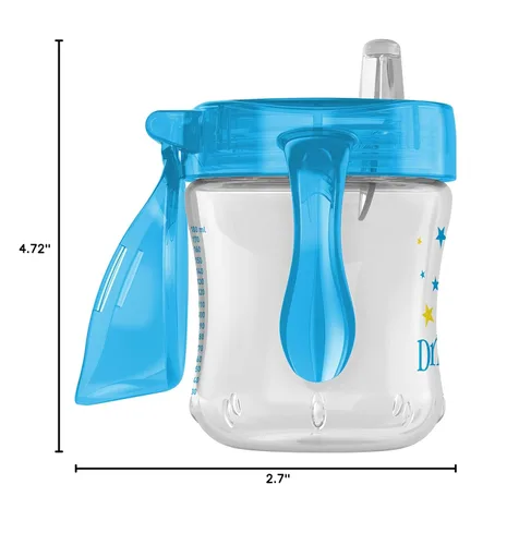 Miniatura 10 de Dr. Brown's Milestones - Vaso entrenador con boquilla suave y asas, color azul estrella, sin BPA, 6 oz/180 mL, a partir de 6 meses