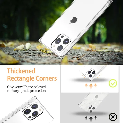 Miniatura 2 de Funda transparente con borde rectangular compatible con iPhone12 Pro Max de 6.7 pulgadas, cubierta transparente HD con esquinas mejoradas, cojín