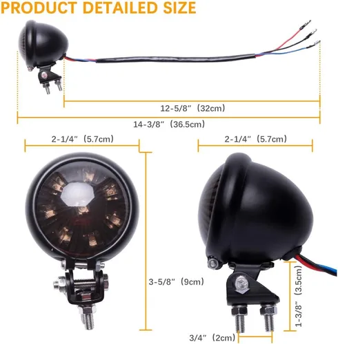 Miniatura 5 de Rich Choices - Faro trasero LED para motocicleta, luces de freno, lámpara de parada para Cafe Racer, Chopper, Bobber, personalizada Humo
