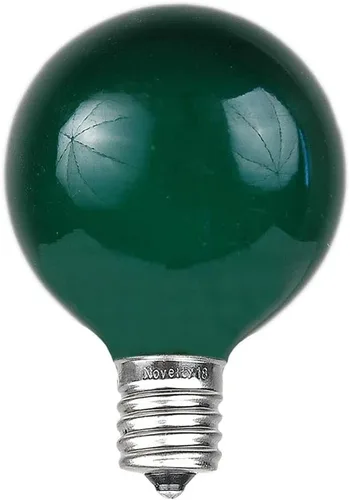 Miniatura 2 de Novelty Lights Paquete de 25 bombillas de globo verde G40 para exteriores, bombillas incandescentes de vidrio con 3000 horas de vida útil, bombillas