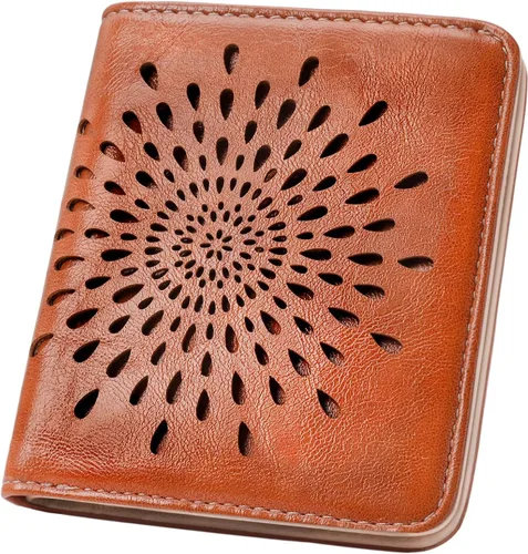 APHISON Billetera pequeña delgada para mujeres y hombres, cartera RFID para mujer, diseño de girasol, de piel con girasol, tarjetero para tarjetas