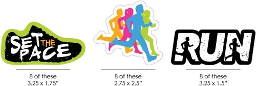 Miniatura 2 de Big Dot of Happiness Set The Pace - Pajitas decorativas a rayas para correr o fiestas de maratón - Juego de 24 pajitas decorativas de papel