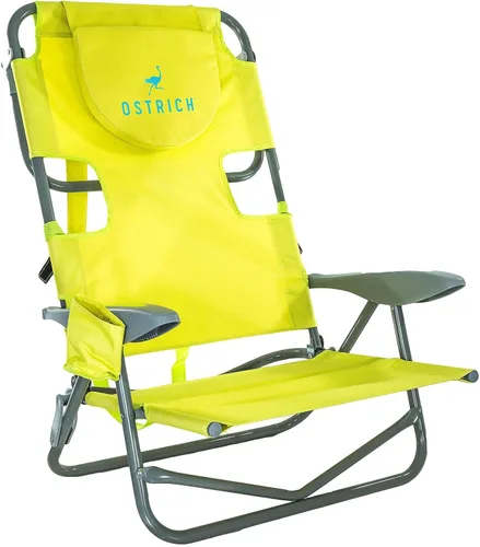 Ostrich Silla de Playa Tipo Mochila On Your Back con Orificio para la Cara - Ajustable, Silla Reclinable Portátil con Portavasos, Abertura para la