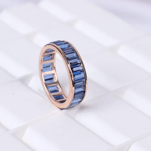 Miniatura 8 de KANISHKA GEMS JEWELS - Banda de zafiro completa a juego para mujer, joyería chapada en oro rosa, regalo de dama de honor, piedra de nacimiento
