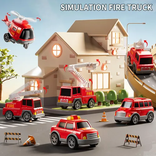 Miniatura 2 de JUKUDAHU Camiones de Bomberos 7-en-1 para Niños de 3, 4, 5, 6 Años - Auto de Transporte para Niños Pequeños de 4-6, Juguetes con Sonido y Luz