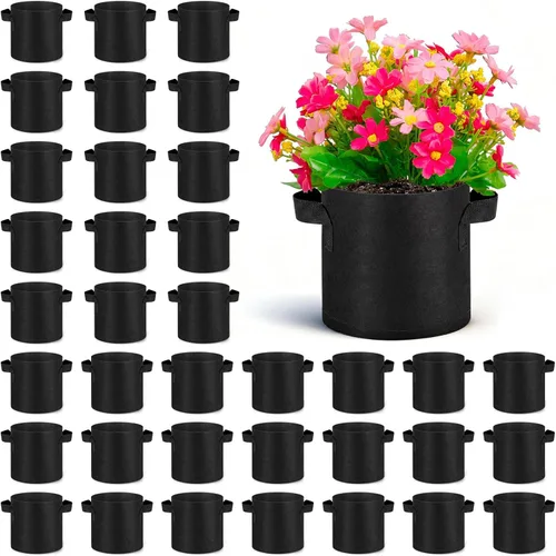 Miniatura 11 de Nuanchu 60 paquetes de bolsas de cultivo de 2 galones, maceta de tela de aireación a granel con asas, bolsas de jardín no tejidas gruesas